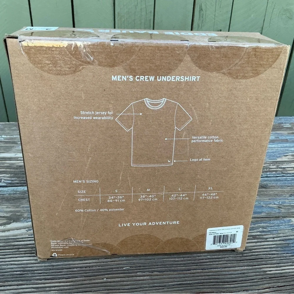 Eddie Bauer Men's White Crew Cotton Blend Undershirt 4-Pack